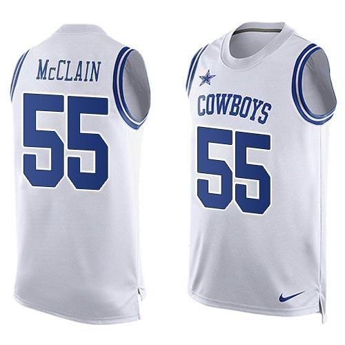 Mens Dallas Cowboys 55 Rolando Mcclain Nike White Printed Player Name Number Tank Top