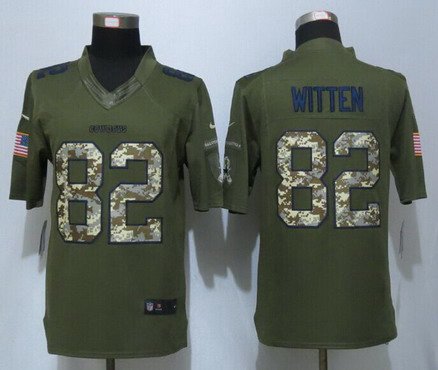 Mens Dallas Cowboys 82 Jason Witten Green Salute To Service 2015 Nfl Nike Limited Jersey