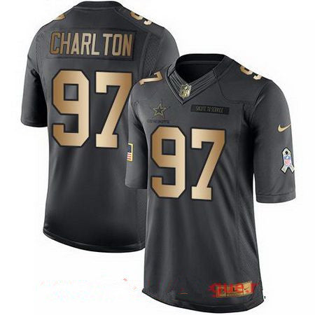 Mens Dallas Cowboys 97 Taco Charlton Anthracite Gold 2016 Salute To Service Stitched Nfl Nike Limited Jersey
