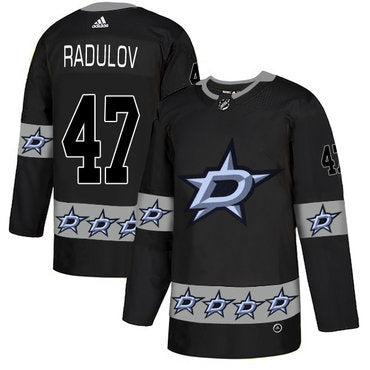 Mens Dallas Stars 47 Alexander Radulov Black Team Logos Fashion Adidas Jersey