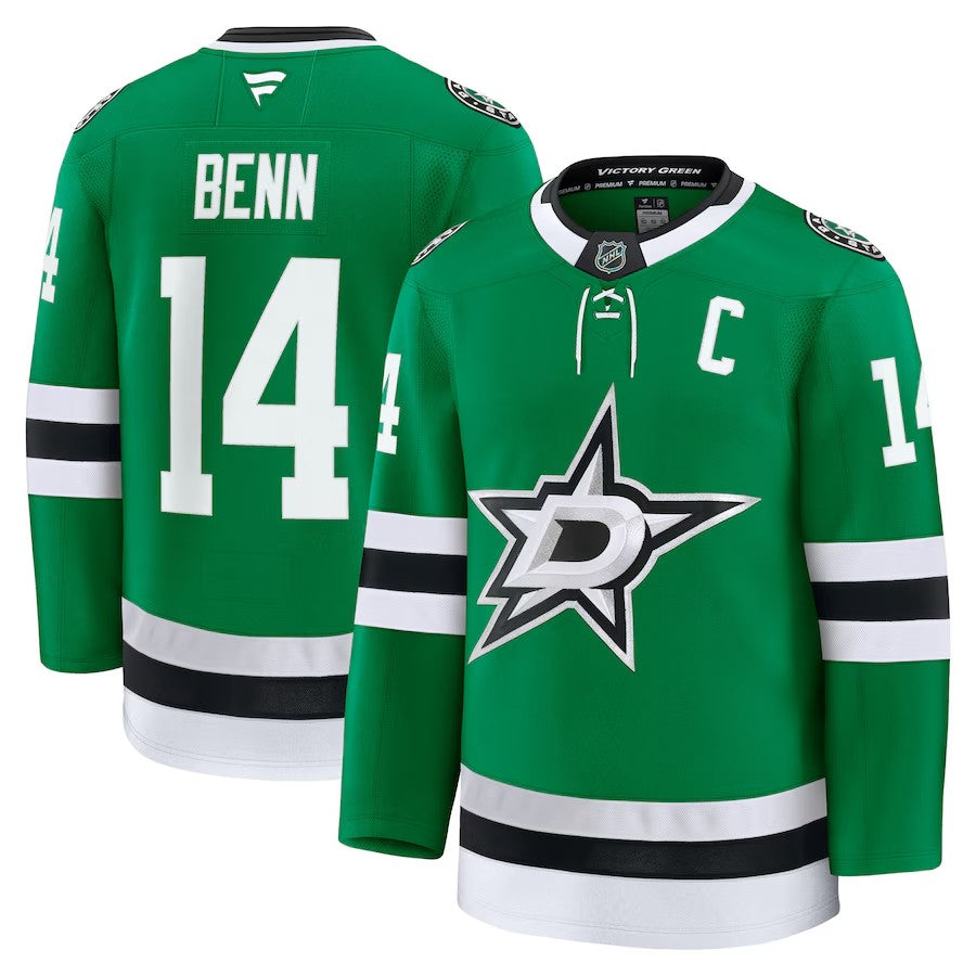 Men's Dallas Stars #14 Jamie Benn Home Premium Jersey Kelly Green