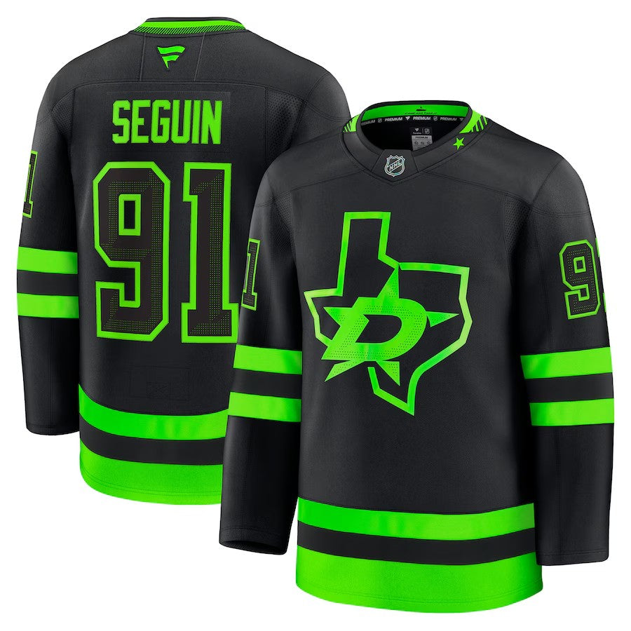 Men's Dallas Stars #91 Tyler Seguin Alternate Premium Jersey Black