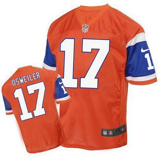 Mens Denver Broncos 17 Brock Osweiler Orange 1998 Retro Elite Jersey
