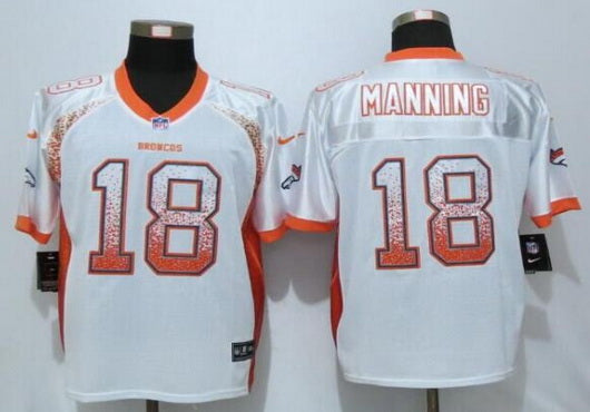 Mens Denver Broncos 18 Peyton Manning White Drift Fashion Nfl Nike Elite Jersey