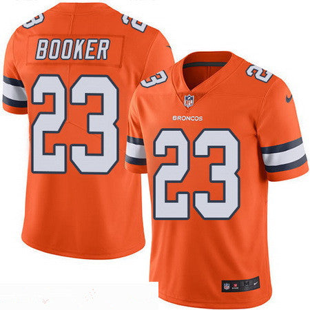 Mens Denver Broncos 23 Devontae Booker Orange 2016 Color Rush Stitched Nfl Nike Limited Jersey