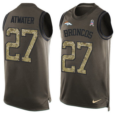 Mens Denver Broncos 27 Steve Atwater Olive Green Salute To Service Hot Pressing Player Name Number Nike Nfl Tank Top Jersey