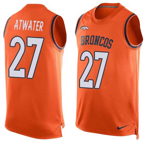 Mens Denver Broncos 27 Steve Atwater Orange Hot Pressing Player Name Number Nike Nfl Tank Top Jersey