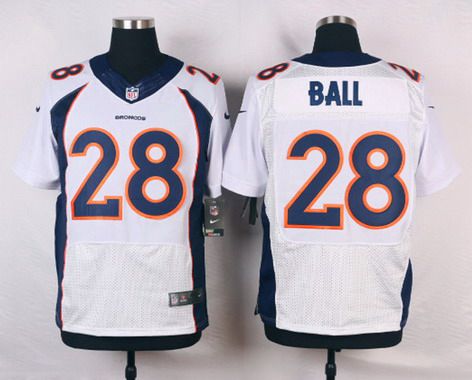 Mens Denver Broncos 28 Montee Ball White Road Nfl Nike Elite Jersey