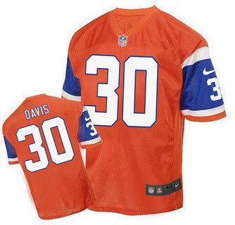 Mens Denver Broncos 30 Terrell Davis Retired Player Orange 1998 Retro Elite Jersey