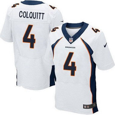 Mens Denver Broncos 4 Britton Colquitt White Road Nfl Nike Elite Jersey