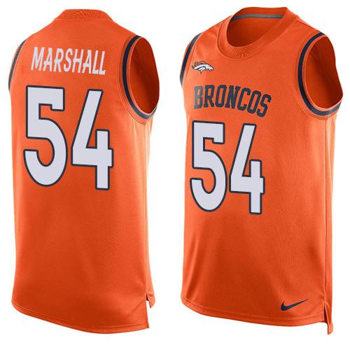 Mens Denver Broncos 54 Brandon Marshall Orange Hot Pressing Player Name Number Nike Nfl Tank Top Jersey