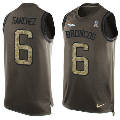 Mens Denver Broncos 6 Mark Sanchez Olive Green Salute To Service Hot Pressing Player Name Number Nike Nfl Tank Top Jersey