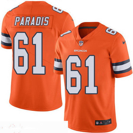 Mens Denver Broncos 61 Matt Paradis Orange 2016 Color Rush Stitched Nfl Nike Limited Jersey