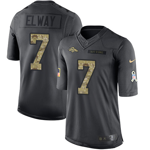 Mens Denver Broncos 7 John Elway Black Anthracite 2016 Salute To Service Stitched Nfl Nike Limited Jersey