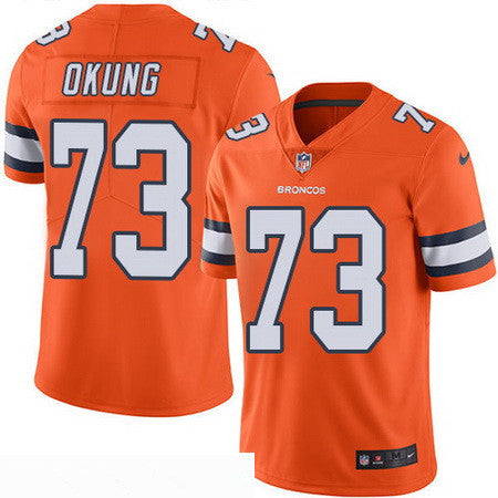 Mens Denver Broncos 73 Russell Okung Orange 2016 Color Rush Stitched Nfl Nike Limited Jersey