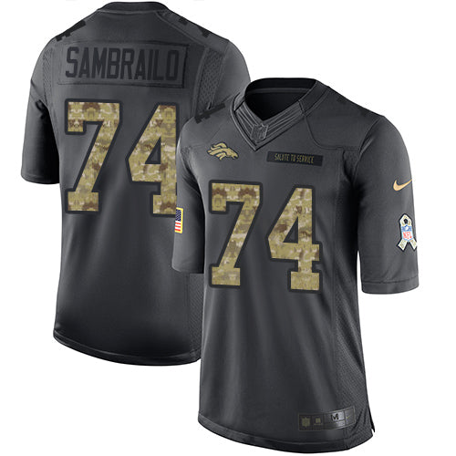 Mens Denver Broncos 74 Ty Sambrailo Black Anthracite 2016 Salute To Service Stitched Nfl Nike Limited Jersey