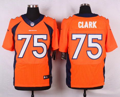 Mens Denver Broncos 75 Chris Clark Orange Team Color Nfl Nike Elite Jersey