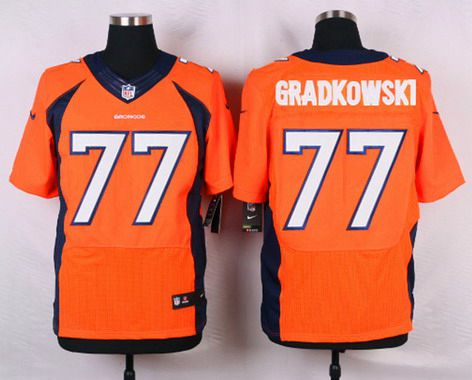 Mens Denver Broncos 77 Gino Gradkowski Orange Team Color Nfl Nike Elite Jersey
