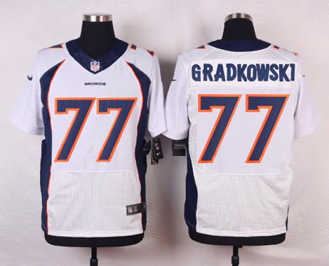 Mens Denver Broncos 77 Gino Gradkowski White Road Nfl Nike Elite Jersey