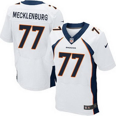 Mens Denver Broncos 77 Karl Mecklenburg White Retired Player Nfl Nike Elite Jersey