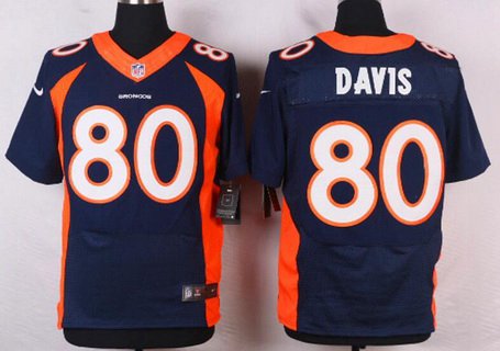 Mens Denver Broncos 80 Vernon Davis Navy Blue Alternate Nfl Nike Elite Jersey