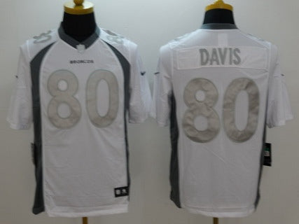 Mens Denver Broncos 80 Vernon Davis White Platinum Nfl Nike Limited Jersey