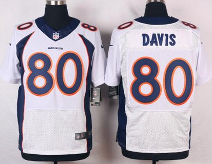 Mens Denver Broncos 80 Vernon Davis White Road Nfl Nike Elite Jersey