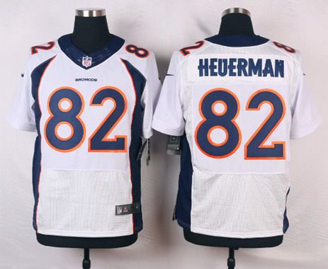 Mens Denver Broncos 82 Jeff Heuerman White Road Nfl Nike Elite Jersey