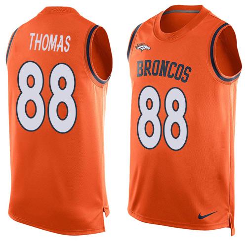 Mens Denver Broncos 88 Demaryius Thomas Orange Hot Pressing Player Name Number Nike Nfl Tank Top Jersey