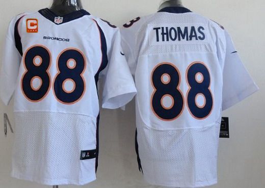 Mens Denver Broncos 88 Demaryius Thomas White Road C Patch Nfl Nike Elite Jersey