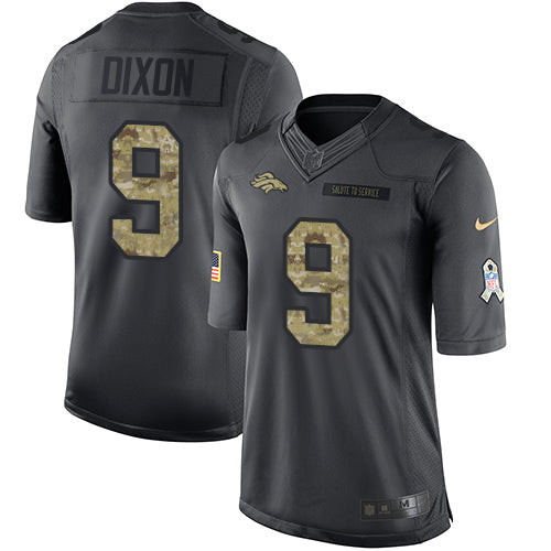 Mens Denver Broncos 9 Riley Dixon Black Anthracite 2016 Salute To Service Stitched Nfl Nike Limited Jersey