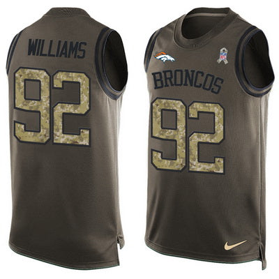 Mens Denver Broncos 92 Sylvester Williams Olive Green Salute To Service Hot Pressing Player Name Number Nike Nfl Tank Top Jersey