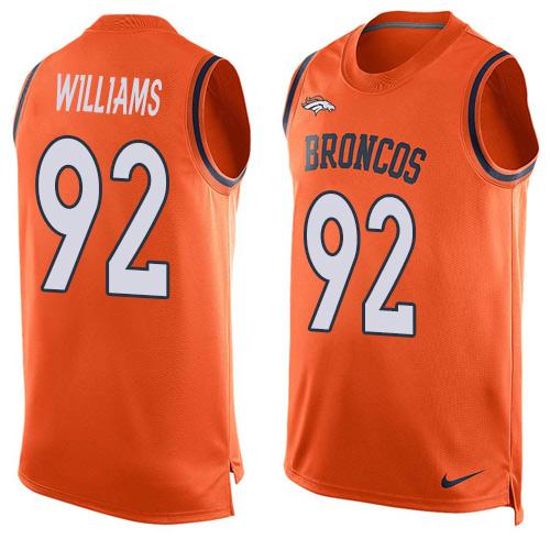 Mens Denver Broncos 92 Sylvester Williams Orange Hot Pressing Player Name Number Nike Nfl Tank Top Jersey