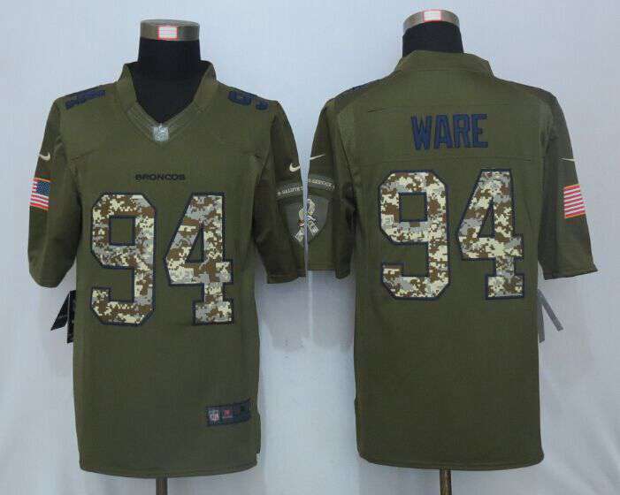 Mens Denver Broncos 94 Demarcus Ware Green Salute To Service 2015 Nfl Nike Limited Jersey