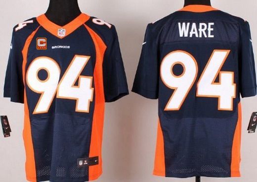 Mens Denver Broncos 94 Demarcus Ware Navy Blue Alternate C Patch Nfl Nike Elite Jersey