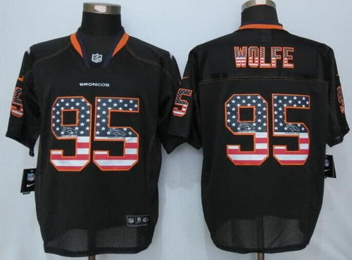 Mens Denver Broncos 95 Derek Wolfe Lights Out Black Ornamented Nfl Nike Elite Jersey
