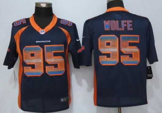 Mens Denver Broncos 95 Derek Wolfe Navy Blue Strobe 2015 Nfl Nike Fashion Jersey