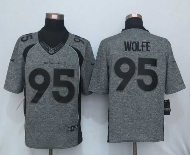 Mens Denver Broncos 95 Derek Wolfe Nike Gray Gridiron 2015 Nfl Gray Limited Jersey