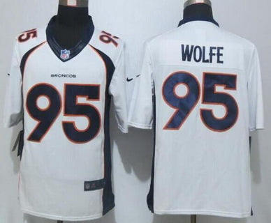 Mens Denver Broncos 95 Derek Wolfe White Road Nfl Nike Limited Jersey