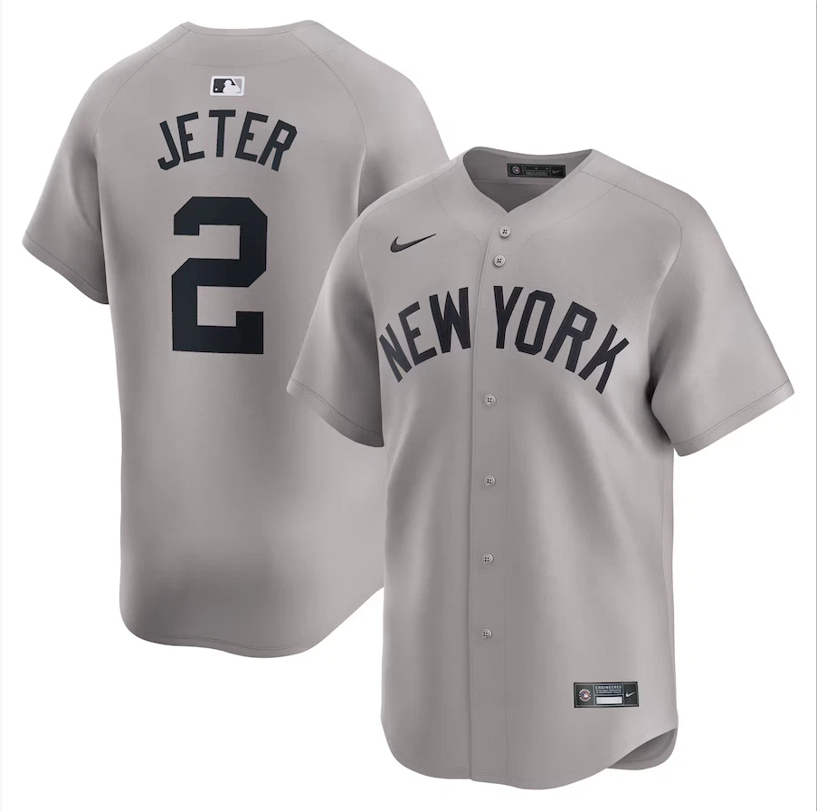 Men's Derek Jeter Gray Away Limited Player Stitched Jersey #2