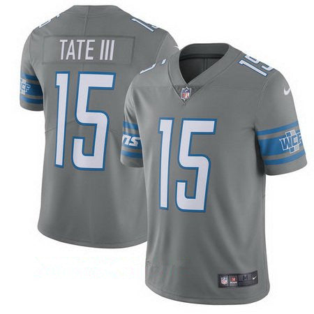 Mens Detroit Lions 15 Golden Tate Iii Nike Steel 2017 Color Rush Limited Jersey