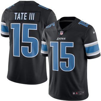 Mens Detroit Lions 15 Golden Tate Nike Black Color Rush Limited Jersey