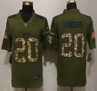 Mens Detroit Lions 20 Barry Sanders Green Salute To Service 2015 Nfl Nike Limited Jersey