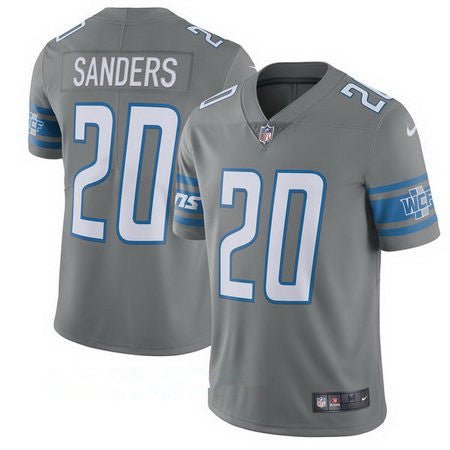 Mens Detroit Lions 20 Barry Sanders Nike Steel 2017 Color Rush Limited Jersey