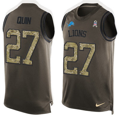 Mens Detroit Lions 27 Glover Quin Green Salute To Service Hot Pressing Player Name Number Nike Nfl Tank Top Jersey