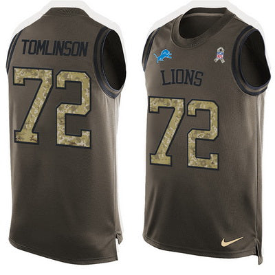Mens Detroit Lions 72 Laken Tomlinson Green Salute To Service Hot Pressing Player Name Number Nike Nfl Tank Top Jersey