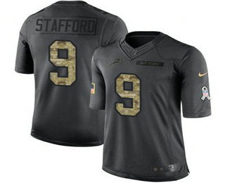 Mens Detroit Lions 9 Matthew Stafford Black Anthracite 2016 Salute To Service Stitched Nfl Nike Limited Jersey