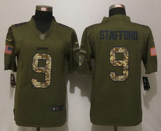 Mens Detroit Lions 9 Matthew Stafford Green Salute To Service 2015 Nfl Nike Limited Jersey