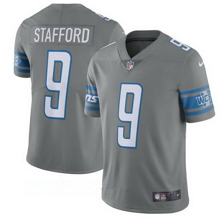 Mens Detroit Lions 9 Matthew Stafford Nike Steel 2017 Color Rush Limited Jersey