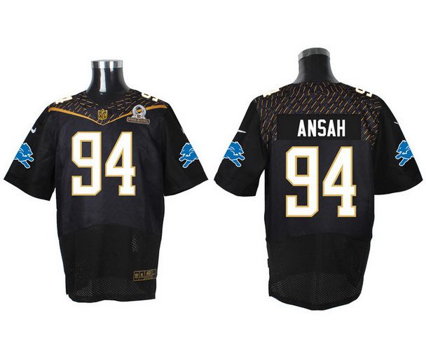 Mens Detroit Lions 94 Ezekiel Ansah Black 2016 Pro Bowl Nike Elite Jersey